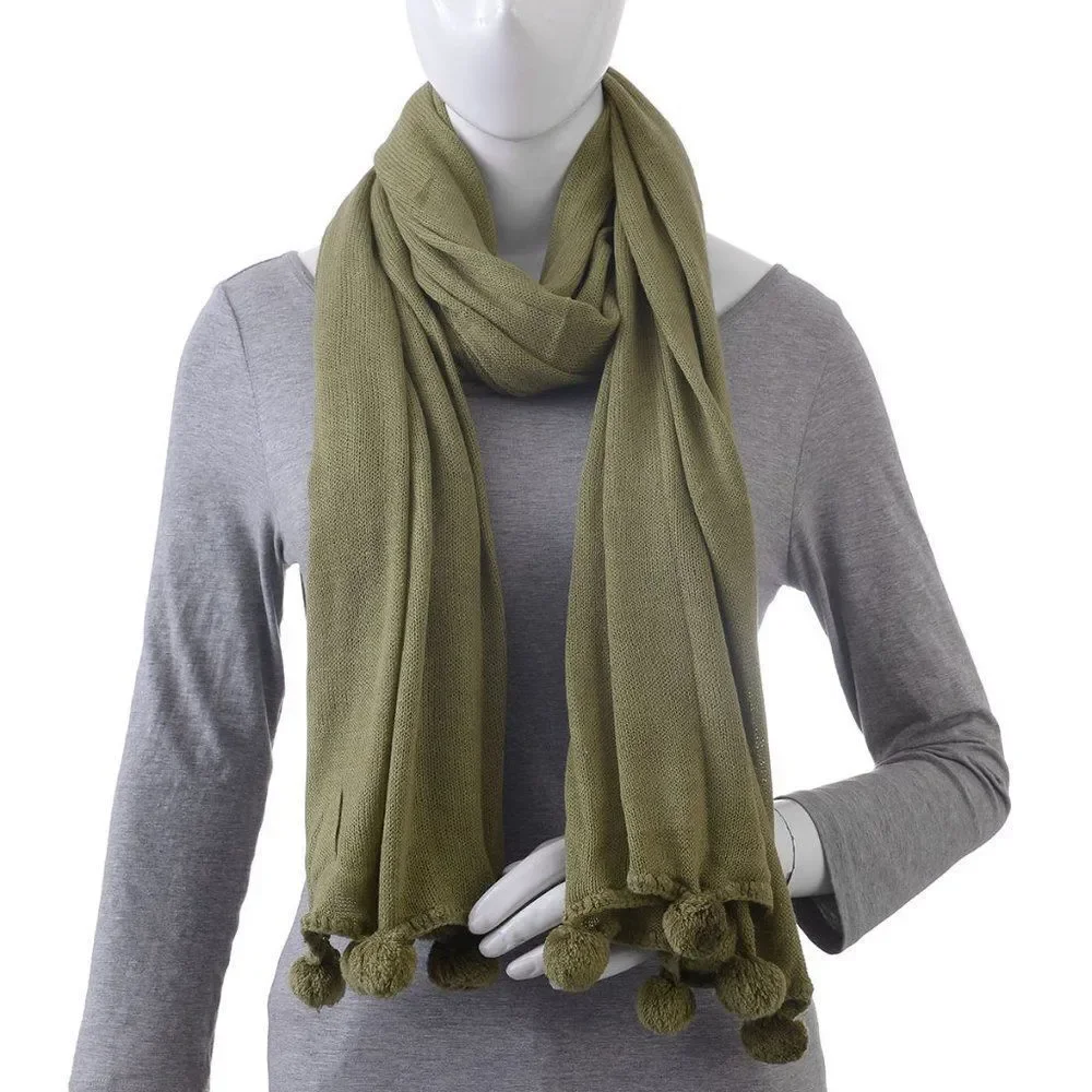 Pom Pom Scarf Sage